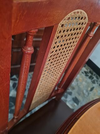 Mesa ovalada vintage madera extensible + 6 sillas