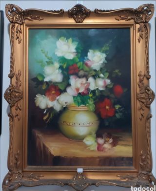 Cuadro Bodegón floral - Marco dorado