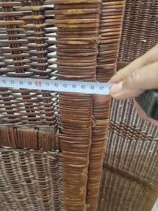 Biombo 3 hojas ratán madera