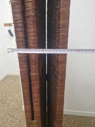 Biombo 3 hojas ratán madera