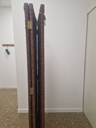 Biombo 3 hojas ratán madera