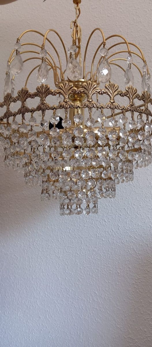 Lampara vintage cristal dorada