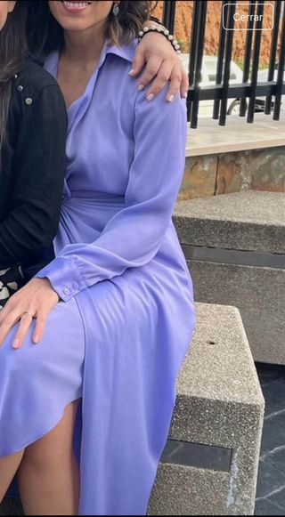 Vestido Lila Manga Larga Elegante