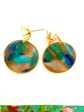 Pendientes arcilla | turquesa-dorado