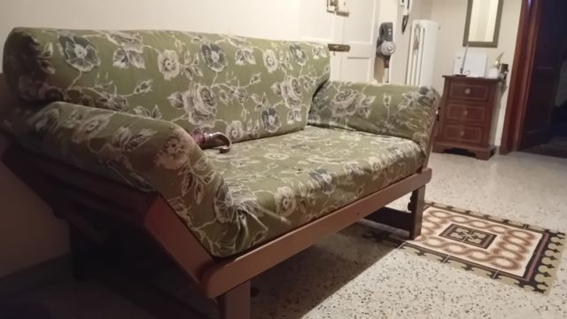 Divano letto singolo legno massello sfoderabile