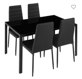 Mesa cristal negra + 4 sillas