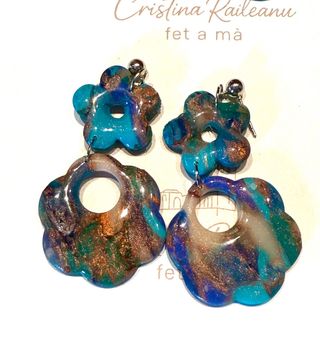 Pendientes arcilla polimérica turquesa