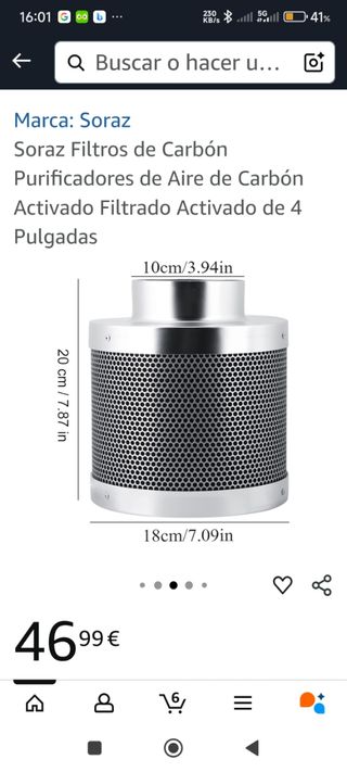 Filtro carbón activo - ventilación