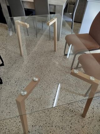 Mesa comedor cristal - beige