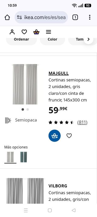 Cortinas semiopacas gris claro ikea