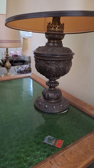 Lampara antigua metal dorada