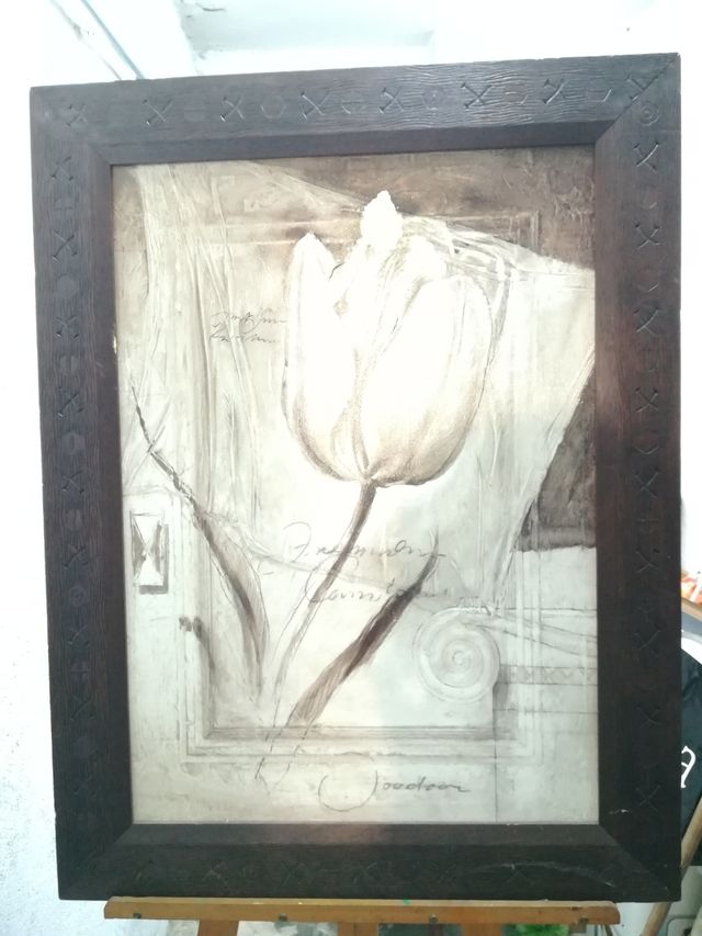 Cuadro tulipán - marco madera