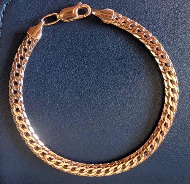 Pulsera cordón italiano plata 925 chapada en oro