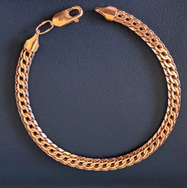 Pulsera cordón italiano plata 925 chapada en oro