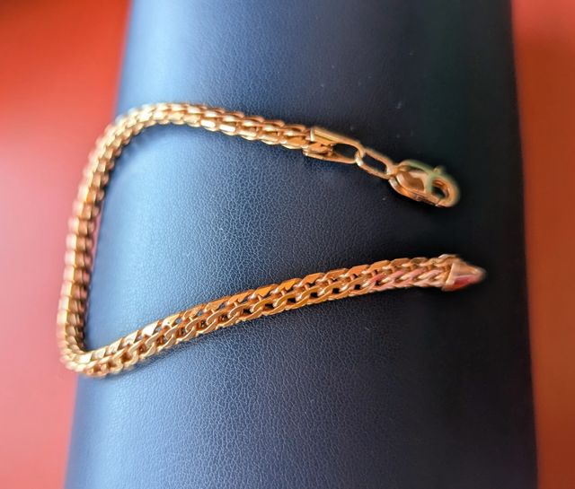 Pulsera cordón italiano plata 925 chapada en oro