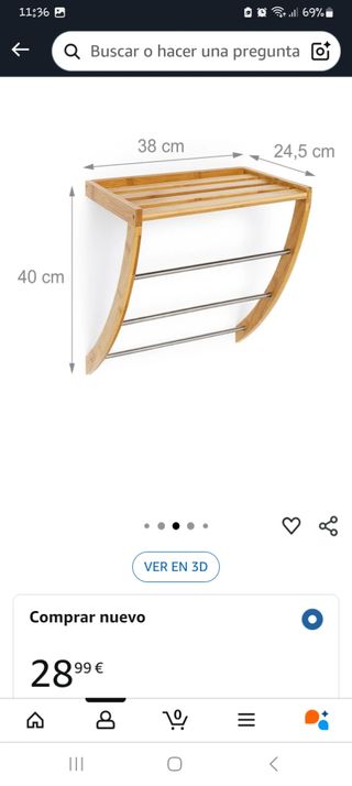 Armario baño bambú Relaxdays 92x50x25