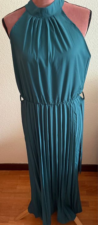 Vestido plisado verde XL - NUEVO
