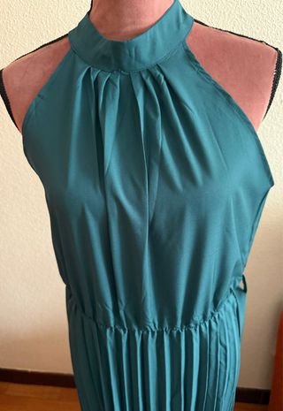 Vestido plisado verde XL - NUEVO
