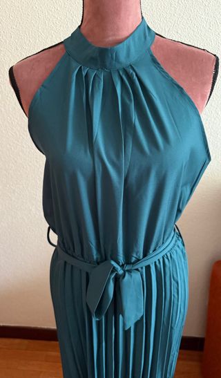 Vestido plisado verde XL - NUEVO