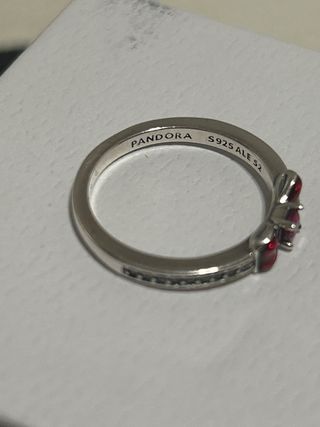 Anillo Pandora Rojo Plata Talla 52