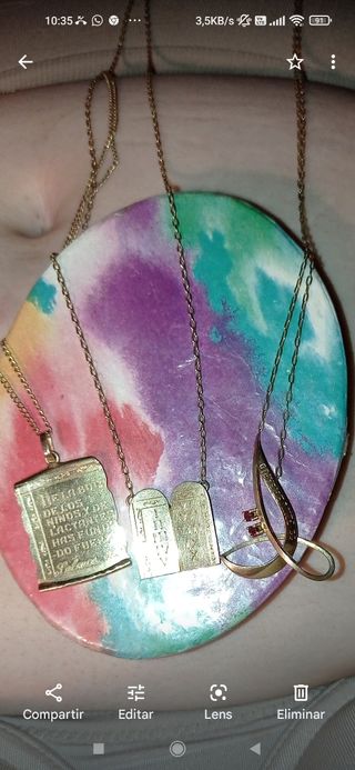 Colgante de los 10 mandamientos y cadena Oro 18 k