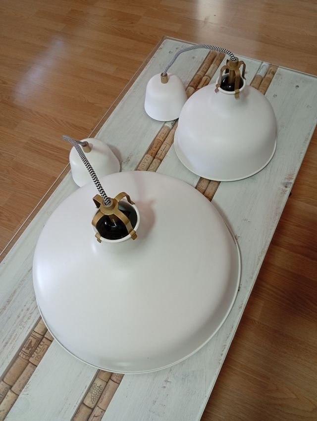 2 Lámparas techo vintage blancas