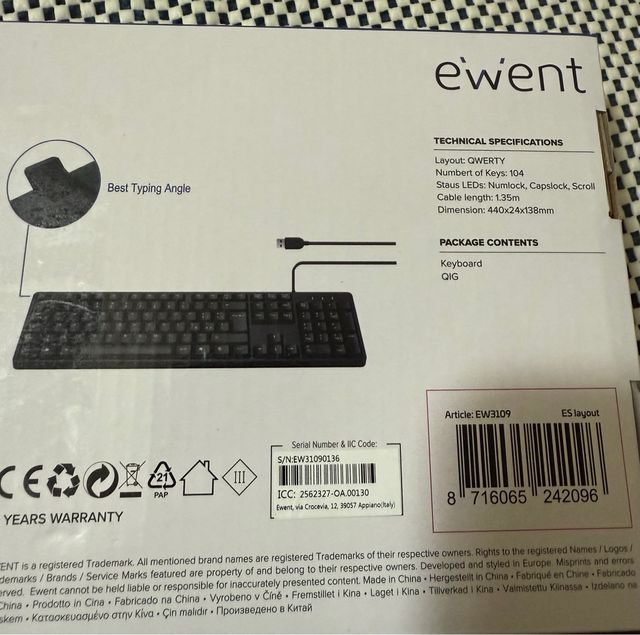 Teclado eWent Business slim USB - Negro