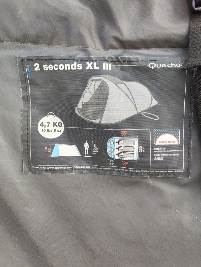 Tienda Quechua 2 Seconds XL 3 personas