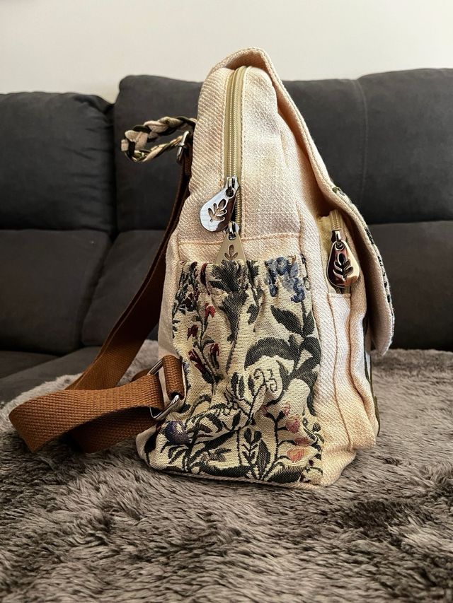 Mochila beige bordada - 2