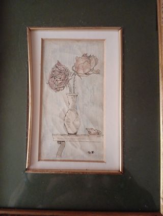 Cuadro antiguo con flores