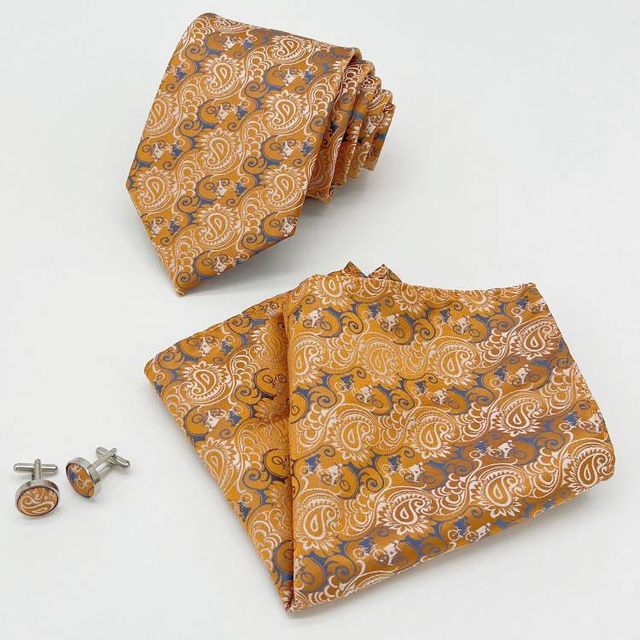 Corbata y pañuelo | naranja y azul
