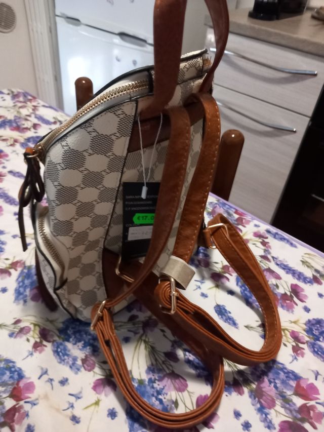 Zaino piccolo beige e marrone