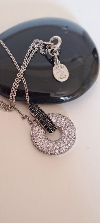 Set Collana Anello Argento Zirconi Neri