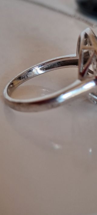 Set Collana Anello Argento Zirconi Neri