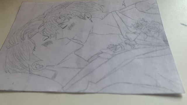 Disegno a matita: Bacio romantico