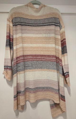 Chaqueta larga rayas beige