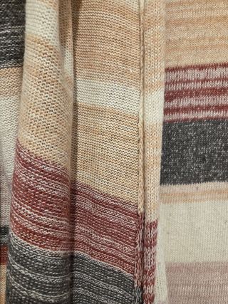 Chaqueta larga rayas beige
