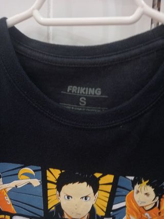 Camiseta con estampado de Haikyuu!! Negra -Talla s