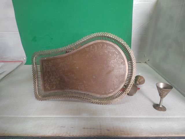 Juego té metal India: Tetera + 6 copas