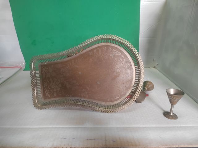 Juego té metal India: Tetera + 6 copas