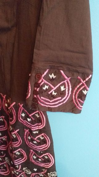 Vestido Almatrichi marrón y rosa