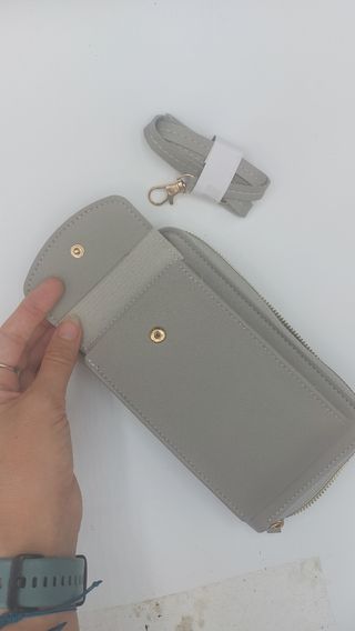 Bolso 2 en 1: movil - cartera color gris