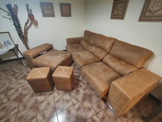 Sofá chaise longue marrón