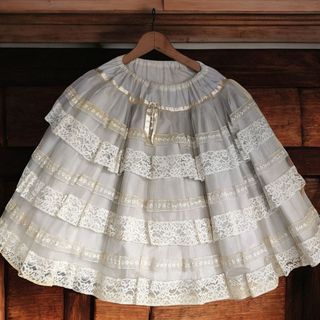 Falda Lolita l encaje beige Tafetan, tul, encaje, 