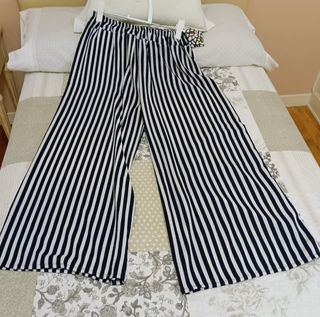 Pantalones anchos rayas azul blanco mujer M/L