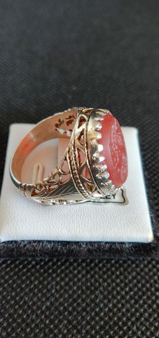 Anillo Sello Afgano Plata 925 Cornalina