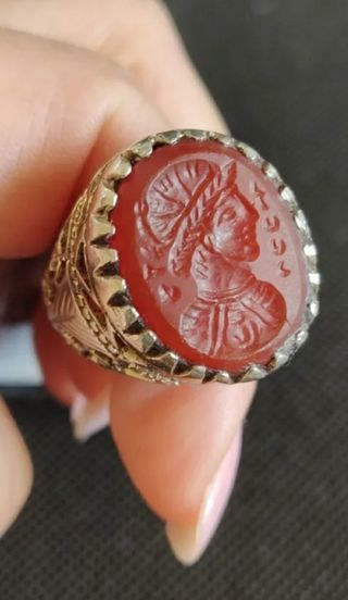 Anillo Sello Afgano Plata 925 Cornalina