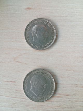 2 Monedas 5 Ptas Franco
