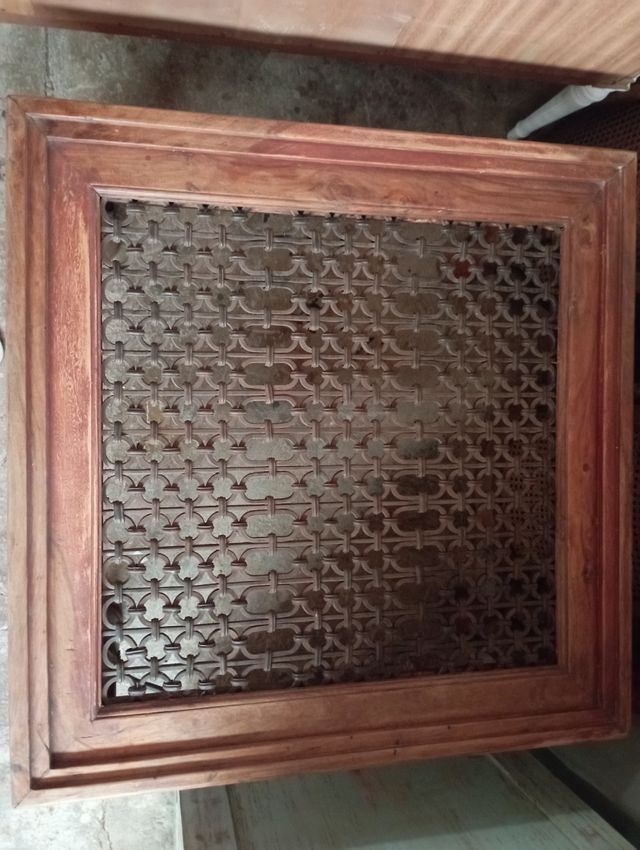 Mesa centro madera metal vintage