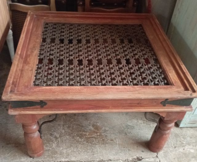 Mesa centro madera metal vintage